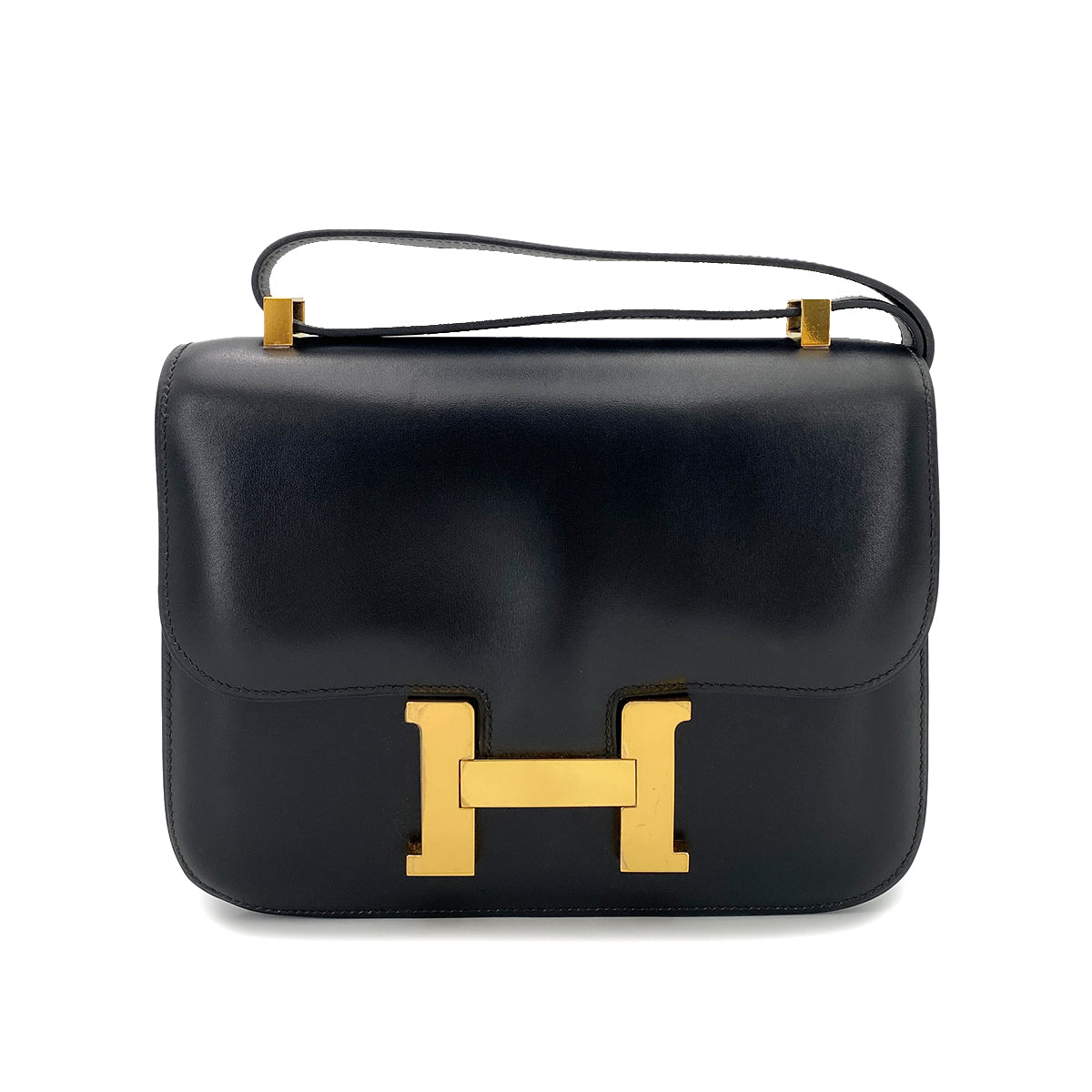HERMES CONSTANCE BLACK BOXCALF SHOULDER BAG □G 90247311