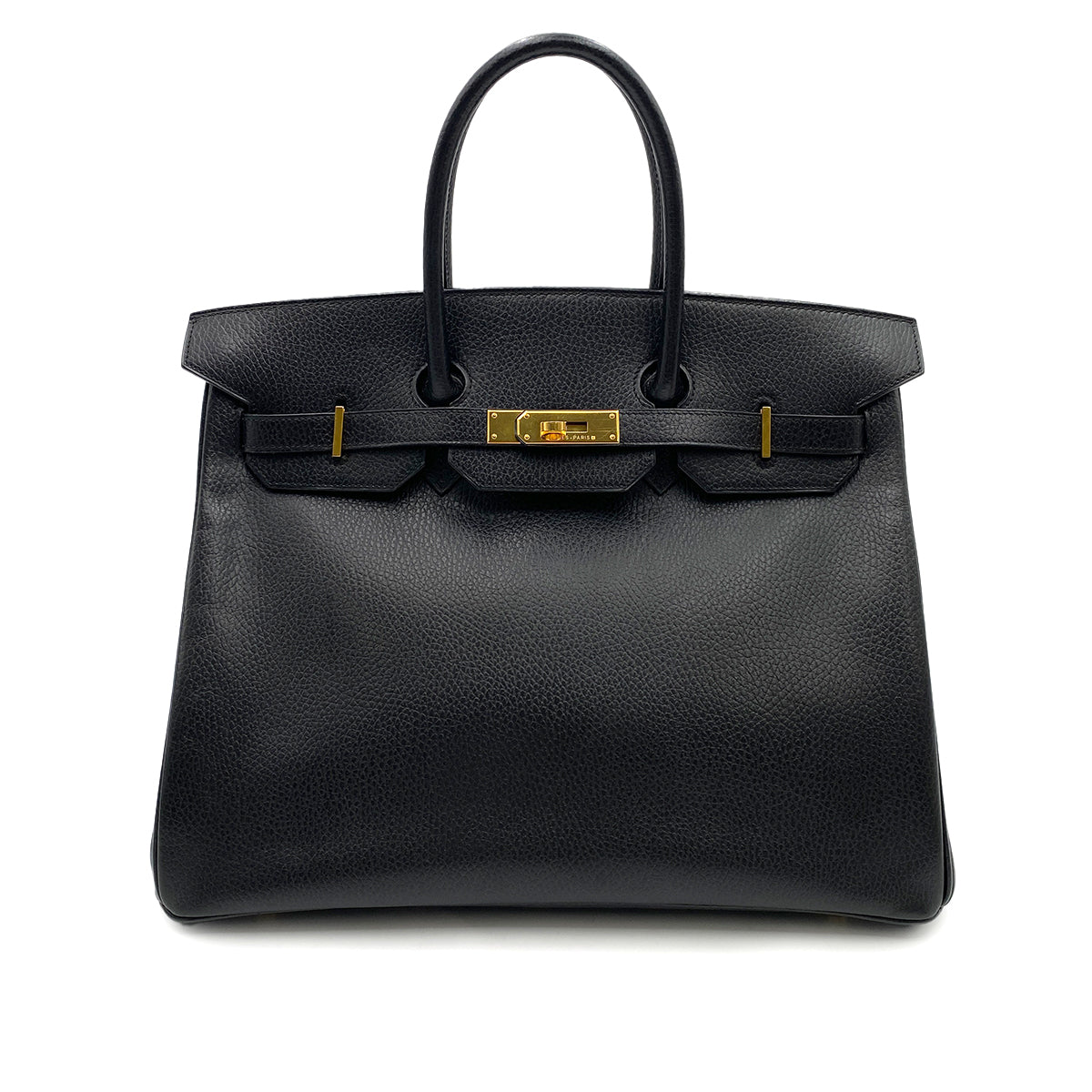 HERMES BIRKIN 35 BLACK ARDENNES HAND BAG □A GHW 90247384