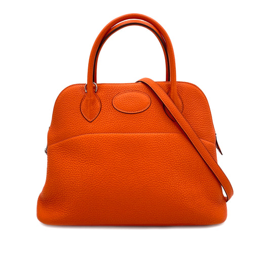 HERMES BOLIDE 31 FEU ORANGE TAURILLON CLEMENCE HAND SHOULDER BAG ▢R 90247386