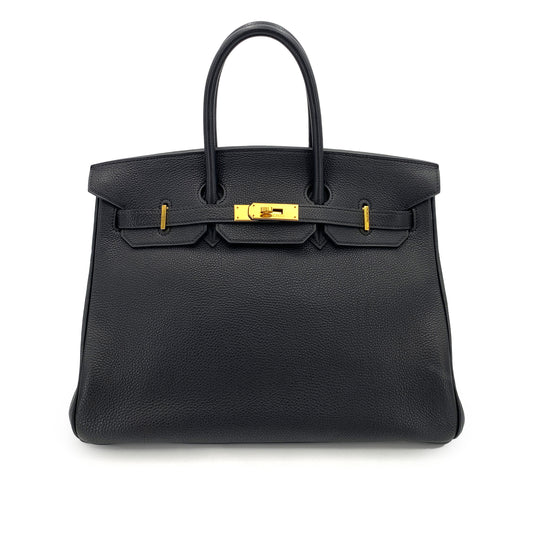 HERMES BIRKIN 35 BLACK TOGO HAND BAG □F 90247388
