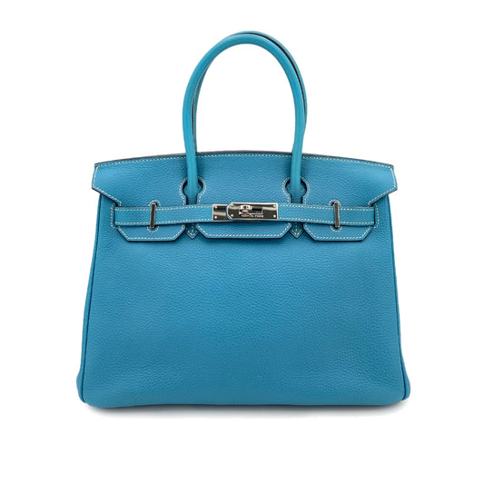 HERMES BIRKIN 30 BLEU JEAN TOGO HAND BAG □H SHW 90247392