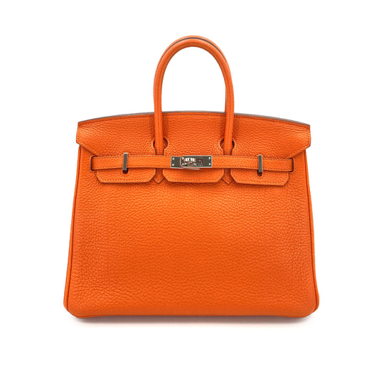 HERMES BIRKIN 25 ORANGE TOGO HAND BAG □P SHW 90247395