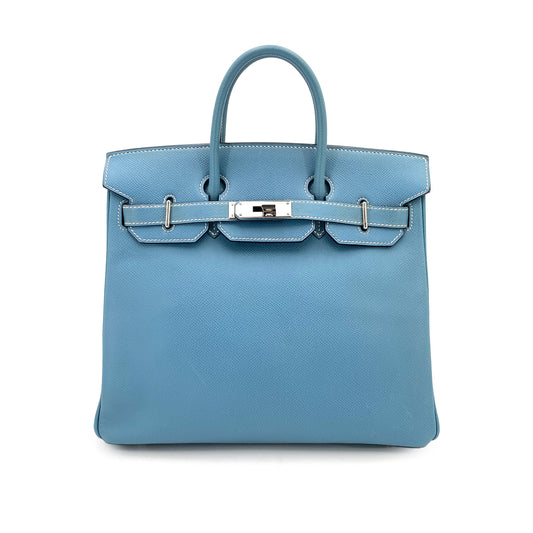 HERMES HAUT A COURROIES 28 BLUE JEAN EPSOM HAND BAG ▢J SHW 90247398
