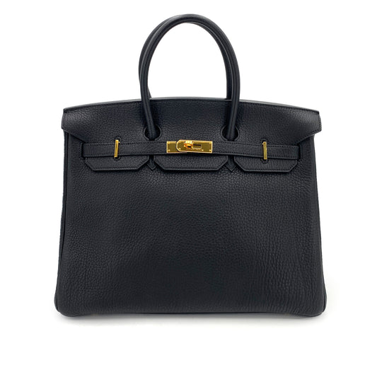 HERMES BIRKIN 35 BLACK FJORD HAND BAG □D 90247400