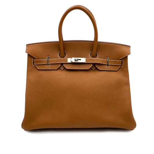HERMES BIRKIN 35 GOLD TOGO HAND BAG □H SHW 90247401