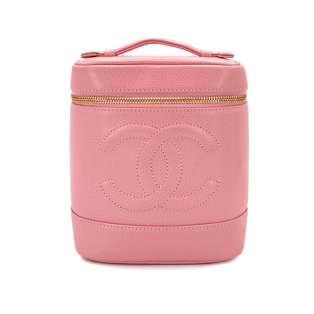 CHANEL VINTAGE VANITY HAND BAG PINK CAVIAR SKIN 90247402