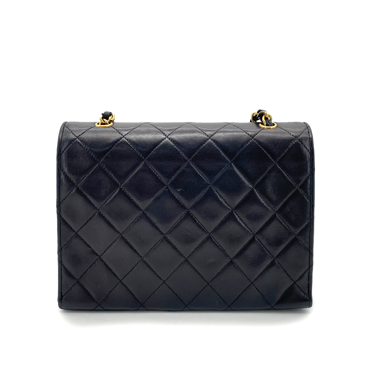 CHANEL VINTAGE MATELASSE BIG COCO CHAIN SHOULDER BAG BLACK LAMB SKIN 90248125