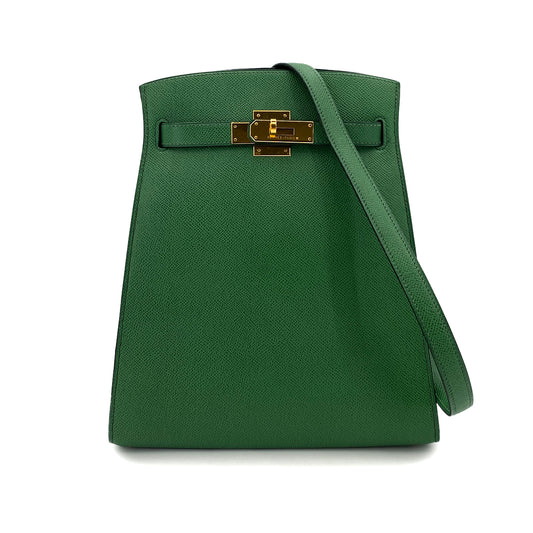 HERMES KELLY SPORTS MM GREEN TYPE COUCHEVEL SHOULDER BAG 〇W 90248808