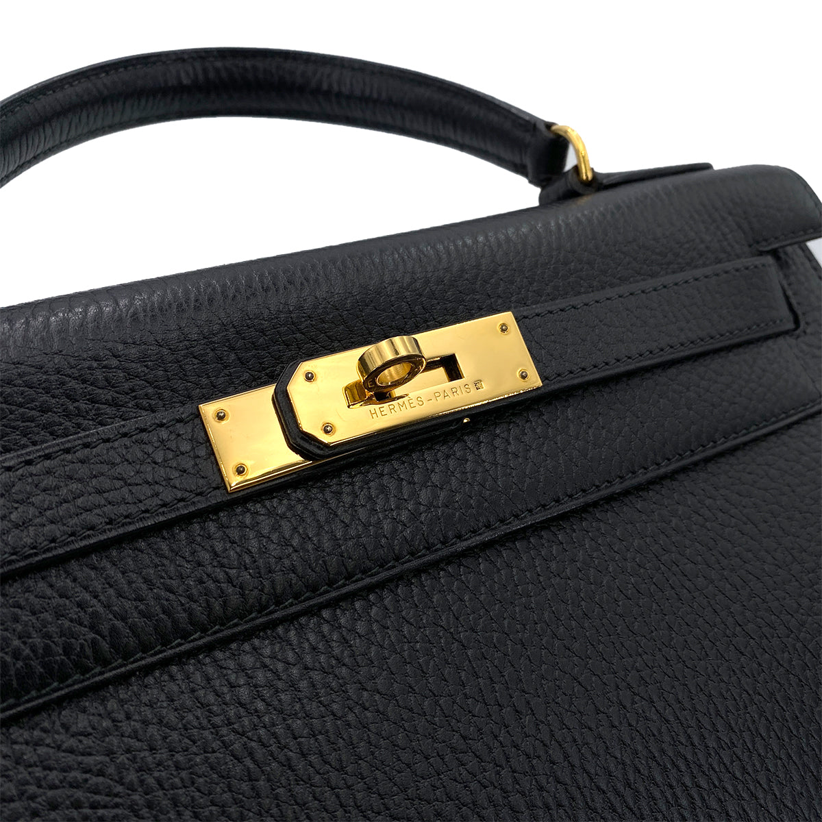 HERMES KELLY 28 SELLIER BLACK ARDENNES HAND SHOULDER BAG V 90248809