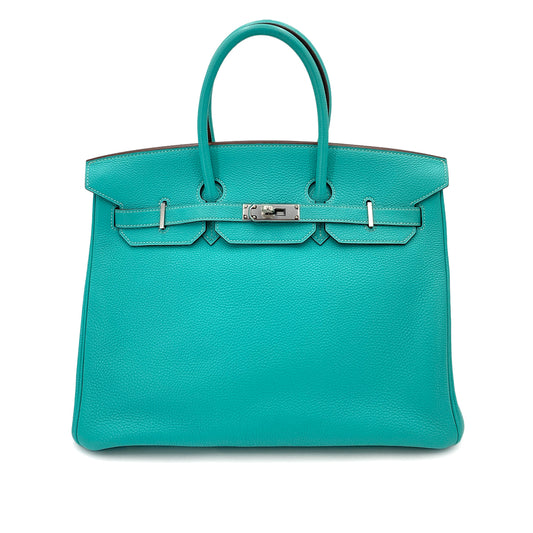 HERMES BIRKIN 35 LAGON TAURILLON CLEMENCE HAND BAG □L SHW 90248825