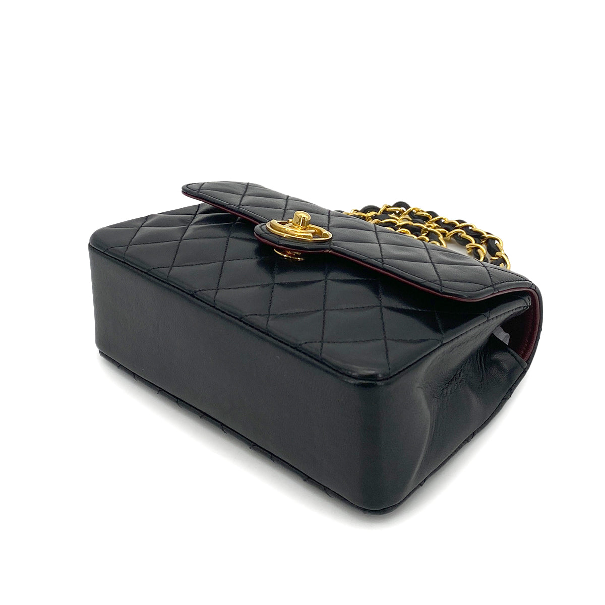 CHANEL VINTAGE MINI MATELASSE CHAIN SHOULDER BAG BLACK LAMB SKIN 90248831