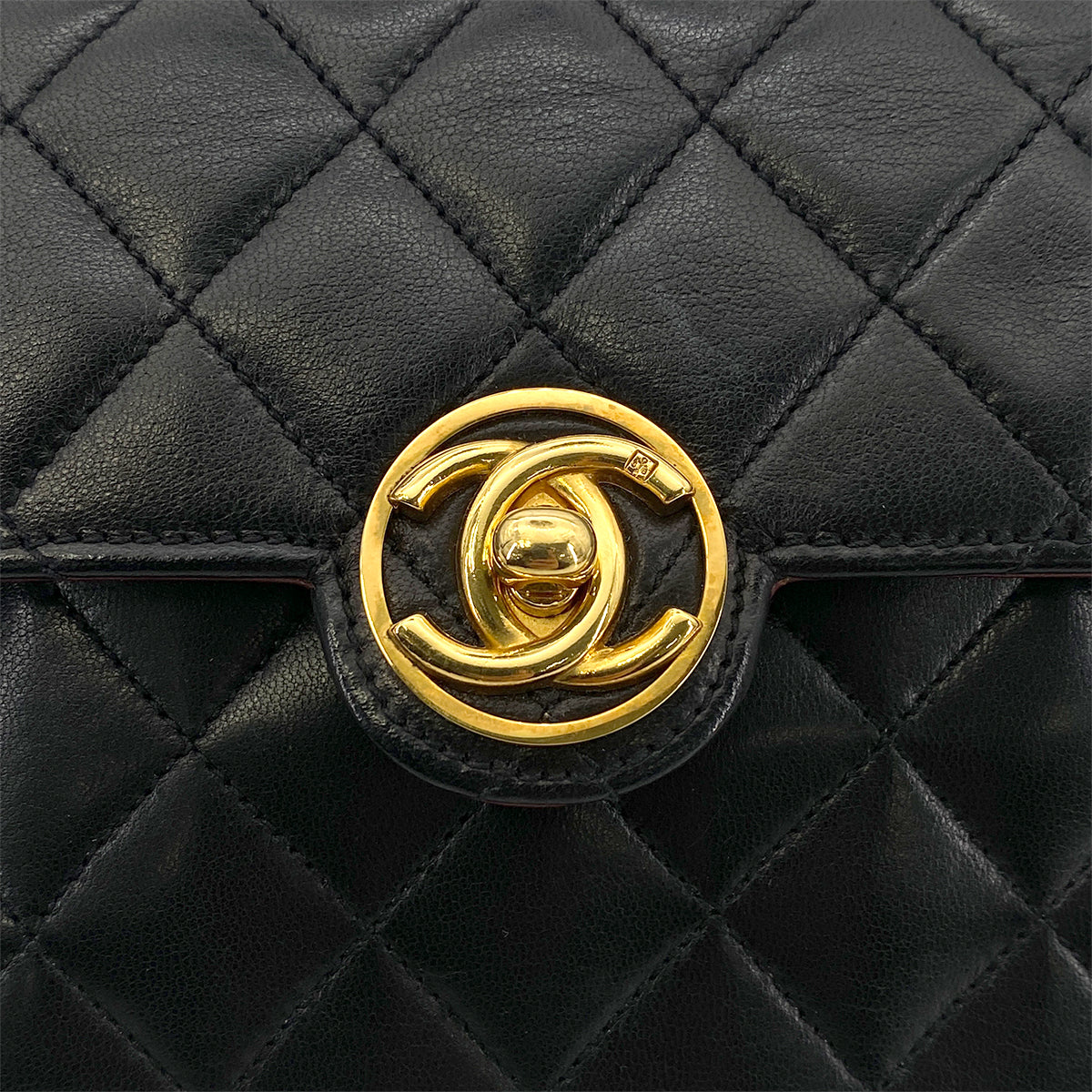 CHANEL VINTAGE MINI MATELASSE CHAIN SHOULDER BAG BLACK LAMB SKIN 90248831