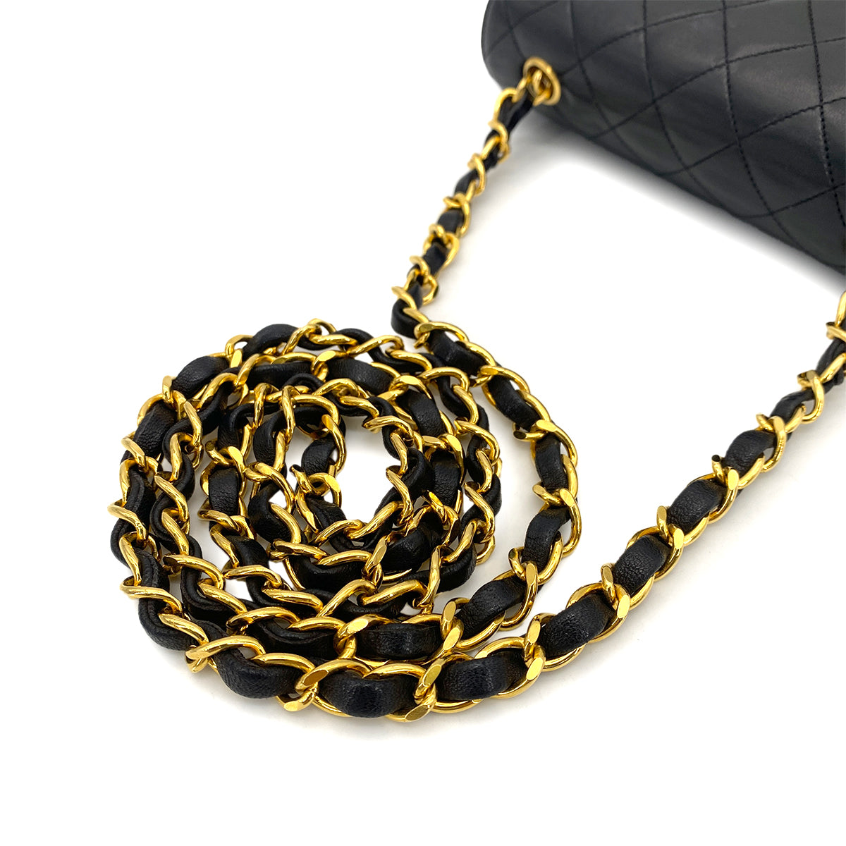 CHANEL VINTAGE MINI MATELASSE CHAIN SHOULDER BAG BLACK LAMB SKIN 90248831