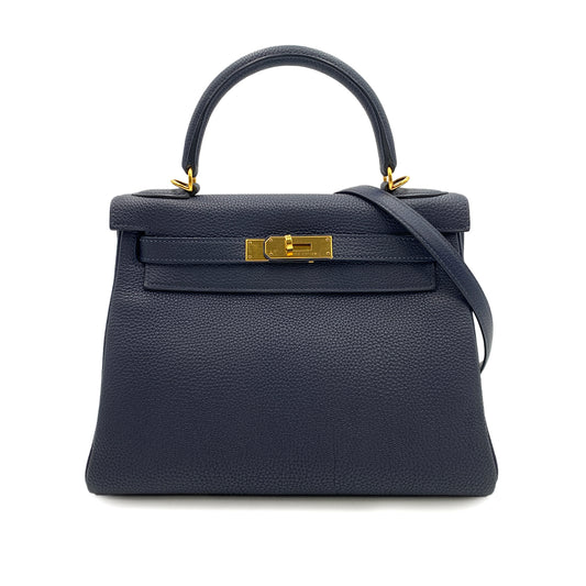 HERMES KELLY 28 RETOURNE BLUE NUIT TAURILLON CLEMENCE HAND SHOULDER BAG X 90249016