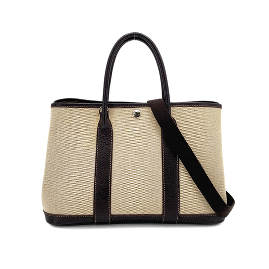 HERMES GARDEN PARTY TPM MARON TOILE H TOTE SHOULDER BAG □I 90249021