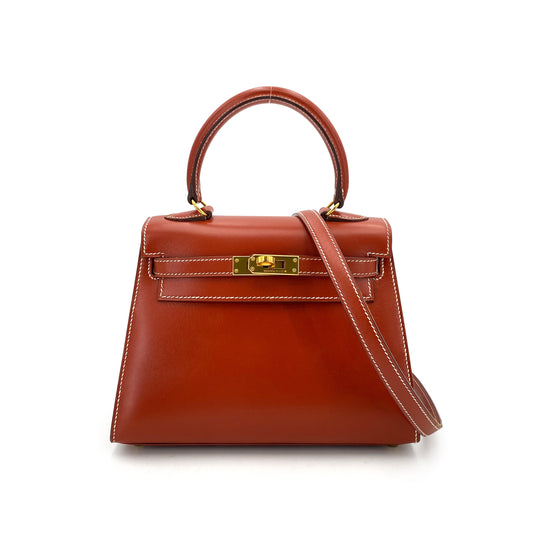 HERMES MINI KELLY 20 BRICK BOXCALF HAND SHOULDER BAG 〇W 90249068