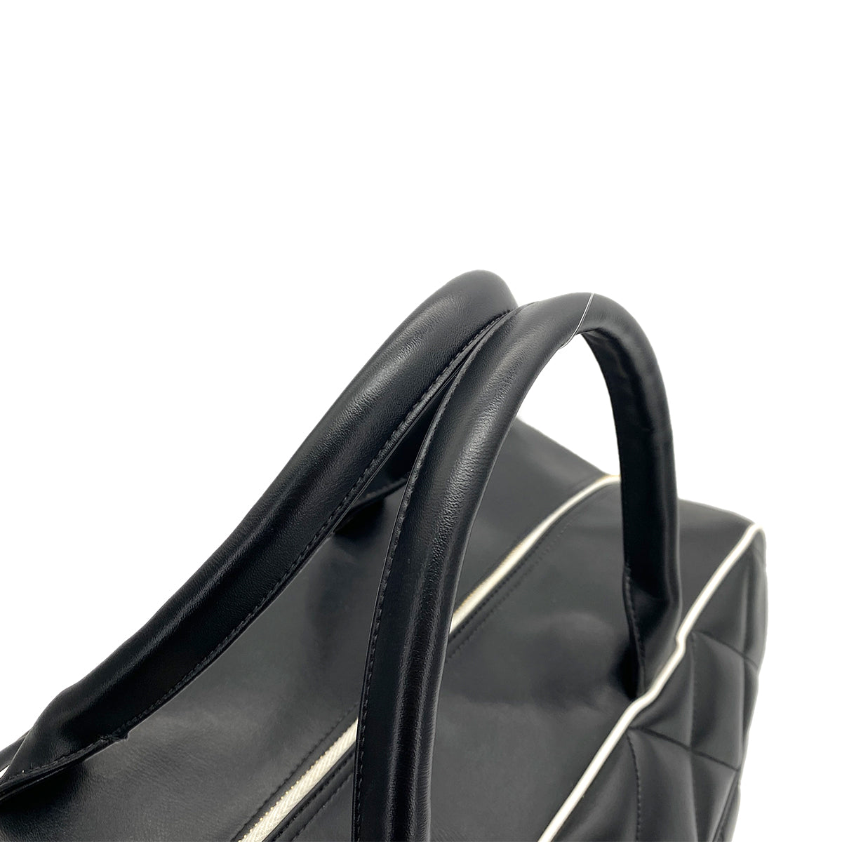 CHANEL VINTAGE MATELASSE LOGO BOSTON BAG BLACK LAMB SKIN 90249069