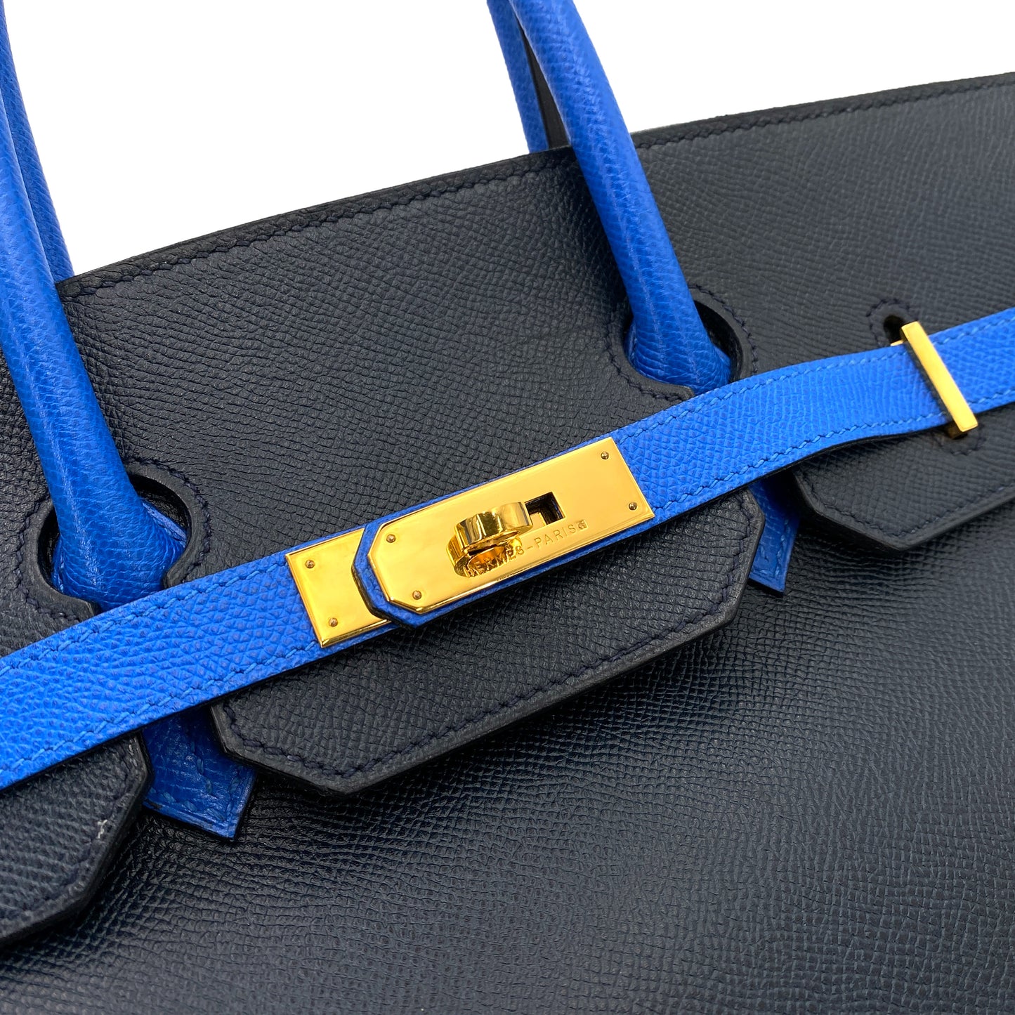 HERMES BIRKIN 35 NAVY BLUE TYPE COUCHEVEL HAND BAG 〇X 90249072