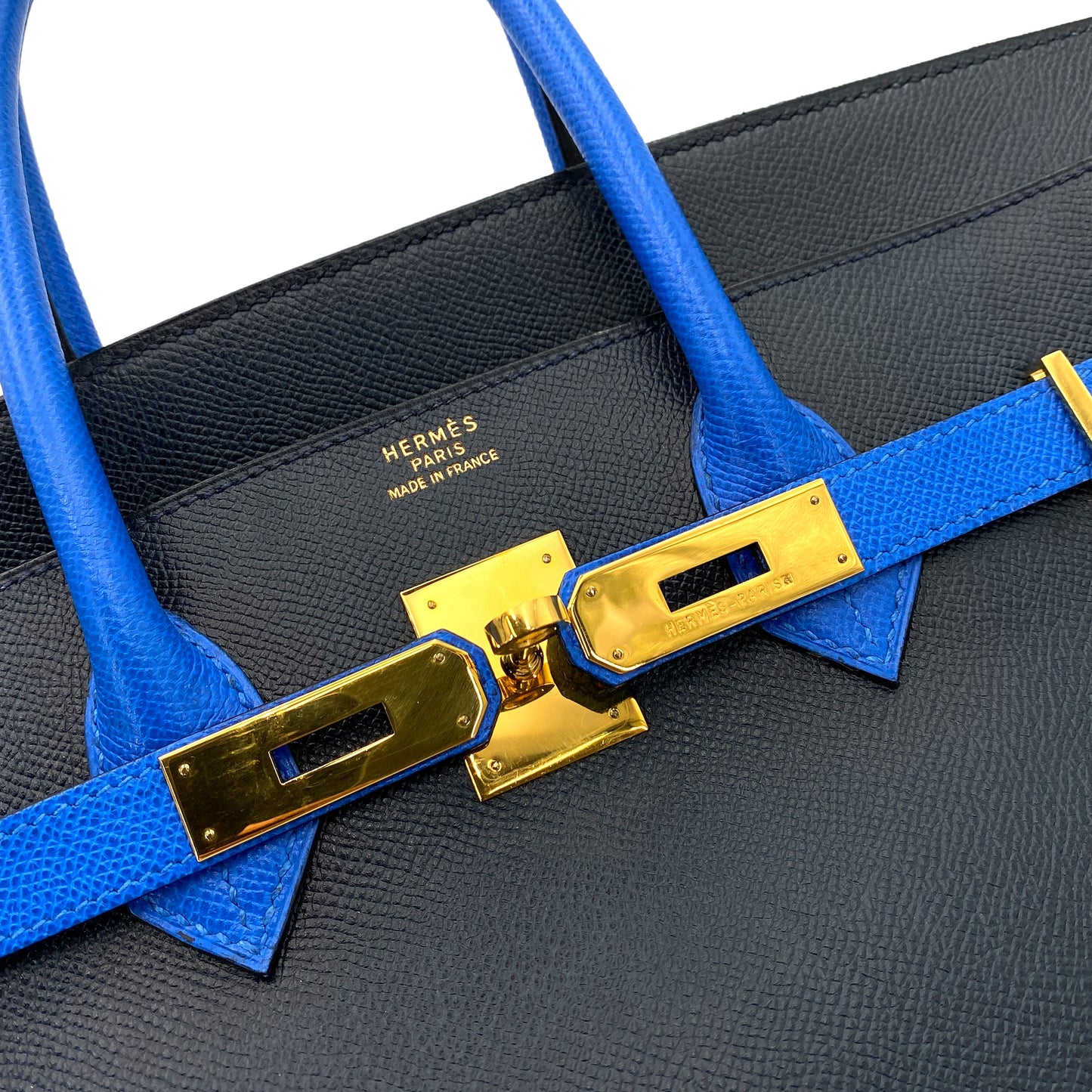 HERMES BIRKIN 35 NAVY BLUE TYPE COUCHEVEL HAND BAG 〇X 90249072