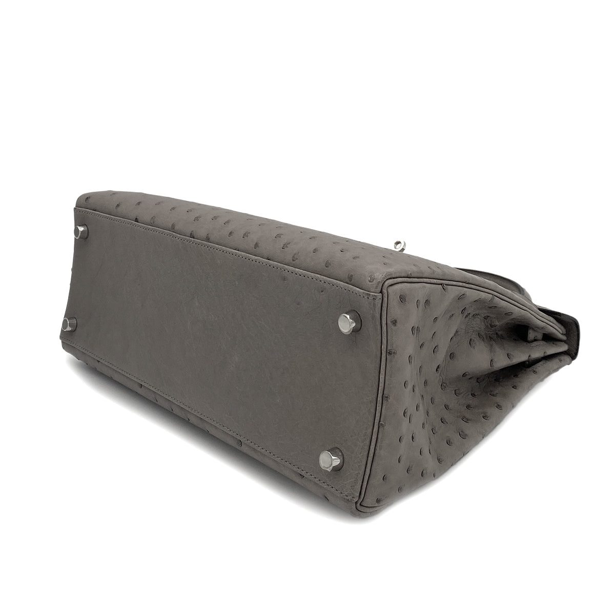 HERMES KELLY 32 RETOURNE GRAY TYPE OSTRICH HAND SHOULDER BAG □M 90249810