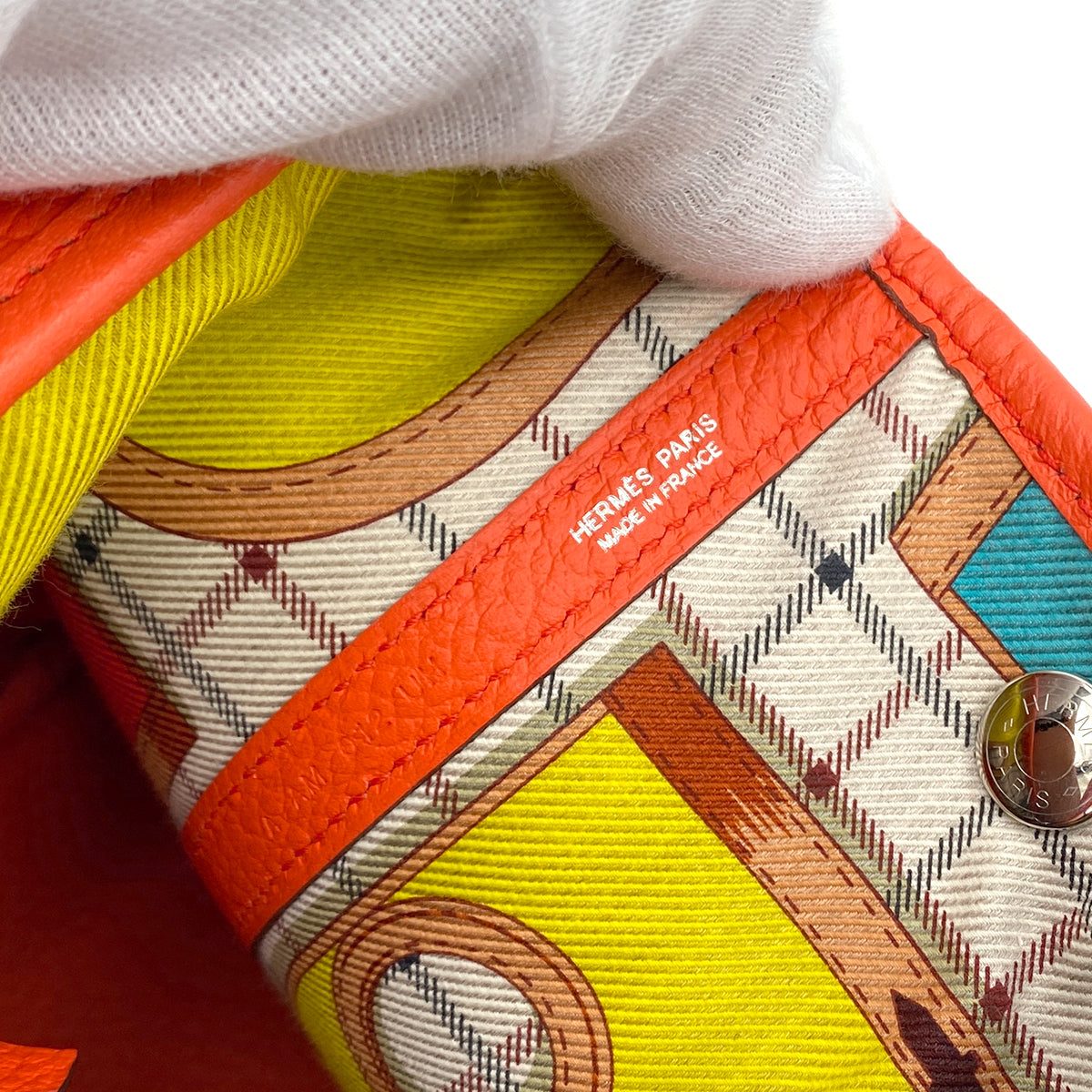 HERMES GARDEN PARTY PM CAMAILS ORANGE POPPY VACHE COUNTRY TOTE BAG A 90249814