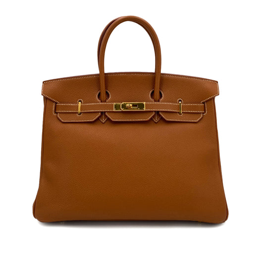 HERMES BIRKIN 35 GOLD TAURILLON CLEMENCE HAND BAG □E GHW 90249819