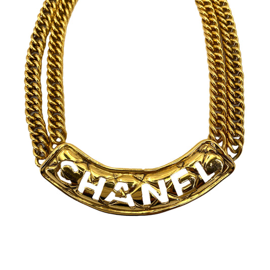 CHANEL VINTAGE MATELASSE LOGO NECKLACE ACCESSORY 90249833