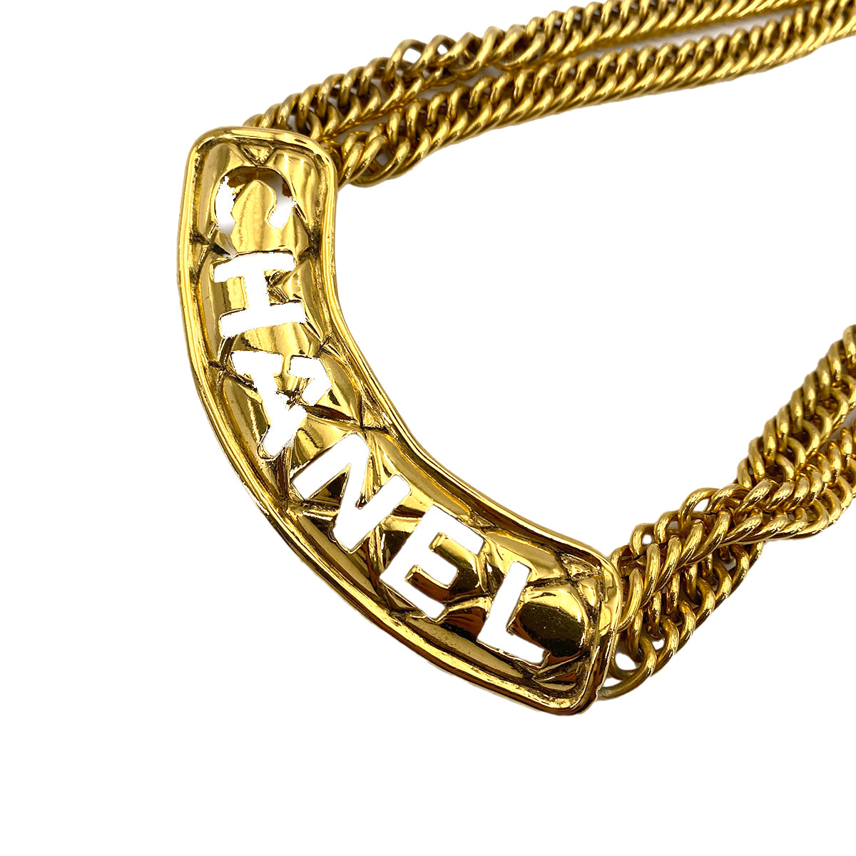 CHANEL VINTAGE MATELASSE LOGO NECKLACE ACCESSORY 90249833