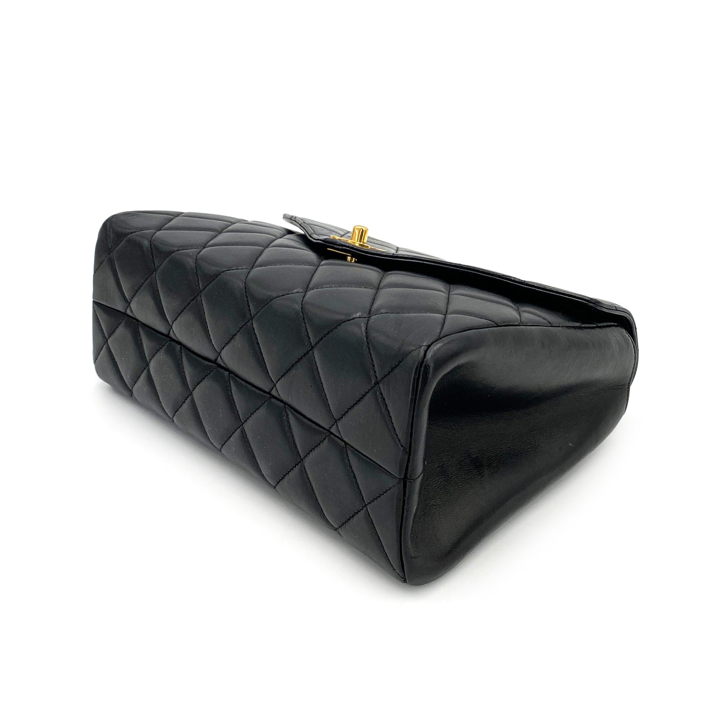 CHANEL VINTAGE MATELASSE CHAIN SHOULDER BAG BLACK LAMB SKIN 90249869