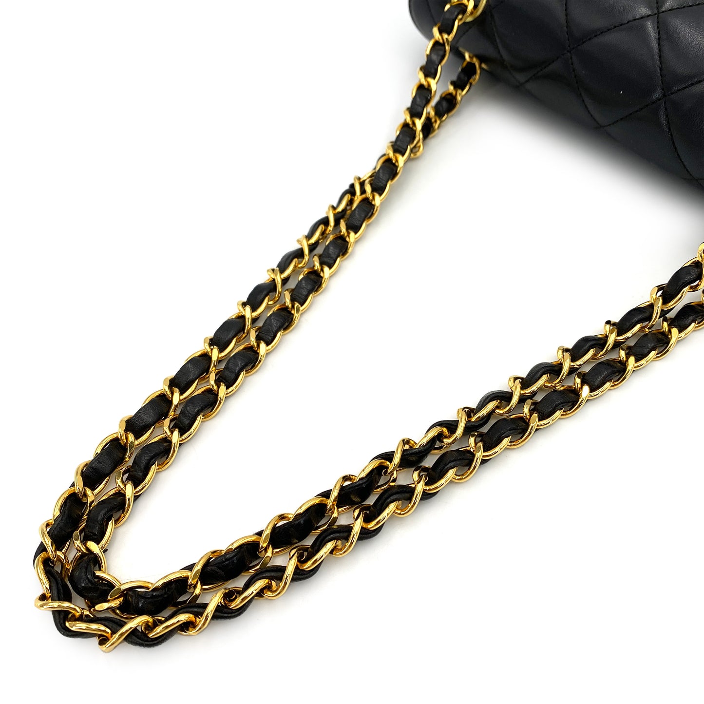 CHANEL VINTAGE MATELASSE CHAIN SHOULDER BAG BLACK LAMB SKIN 90249869