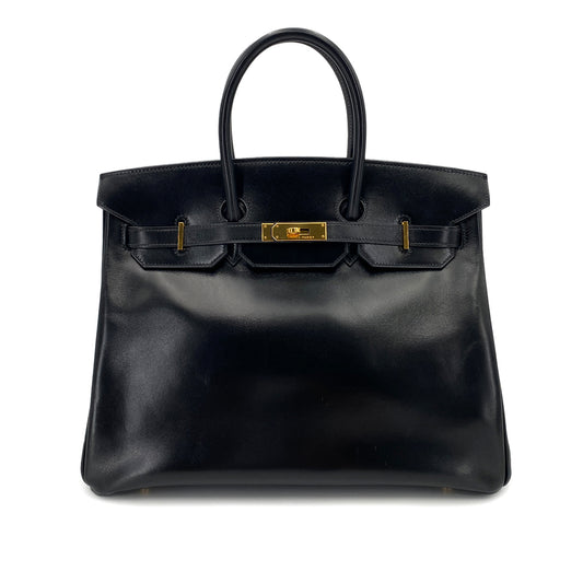 HERMES BIRKIN 35 BLACK BOXCALF HAND BAG □G 90249939