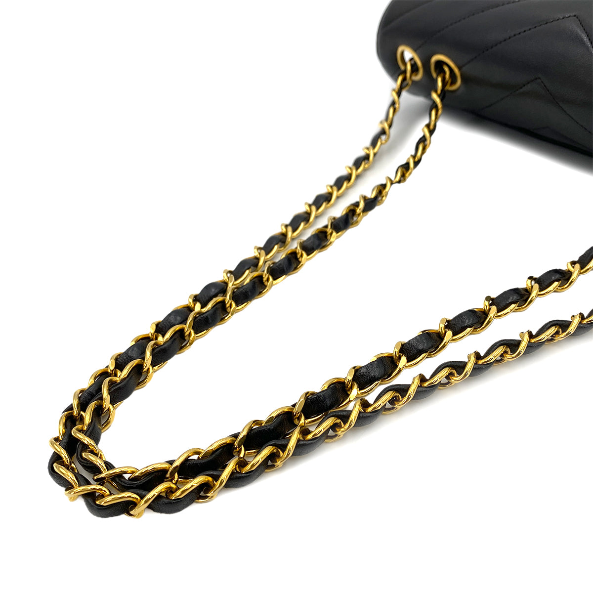 CHANEL VINTAGE MADEMOISELLE CHAIN SHOULDER BAG BLACK LAMB SKIN 90249967