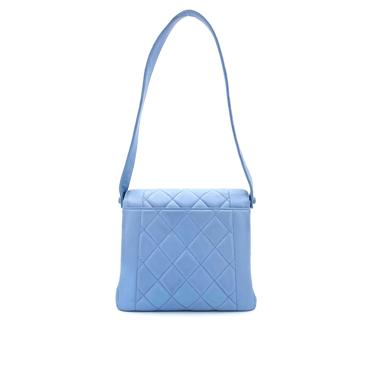 CHANEL VINTAGE MATELASSE SHOULDER BAG BLUE LAMB SKIN 90250071