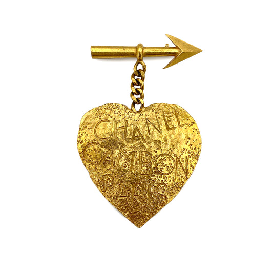 CHANEL VINTAGE HEART&ARROW BROOCH GOLD ACCESSORY 93P 90250077