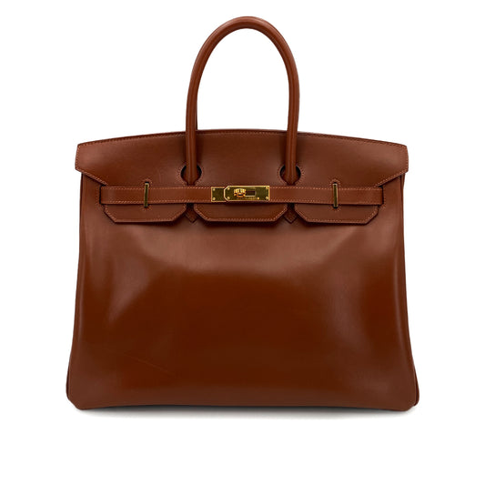 HERMES BIRKIN 35 BROWN TYPE BOXCALF HAND BAG □G 90250080