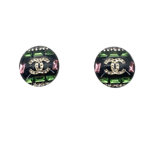 CHANEL EARRINGS COCOMARK RHINESTONE ROUND ACCESSORY B17C 90260163