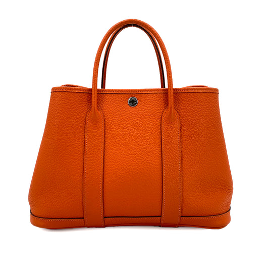 HERMES GARDEN PARTY TPM FEU ORANGE VACHE COUNTRY HAND BAG □R 90250284