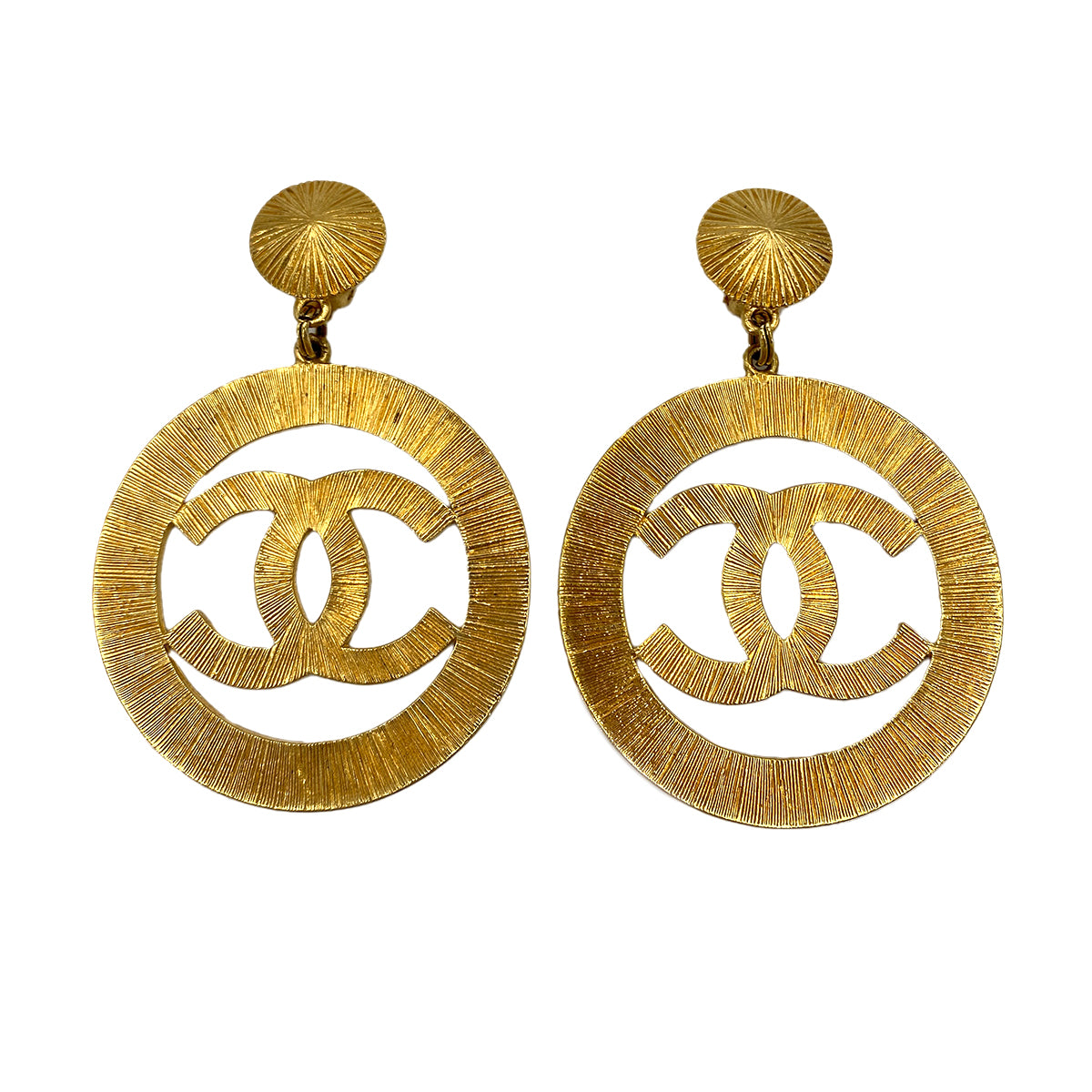 CHANEL VINTAGE EARRINGS COCOMARK SWING GOLD ACCESSORY 27 90250307