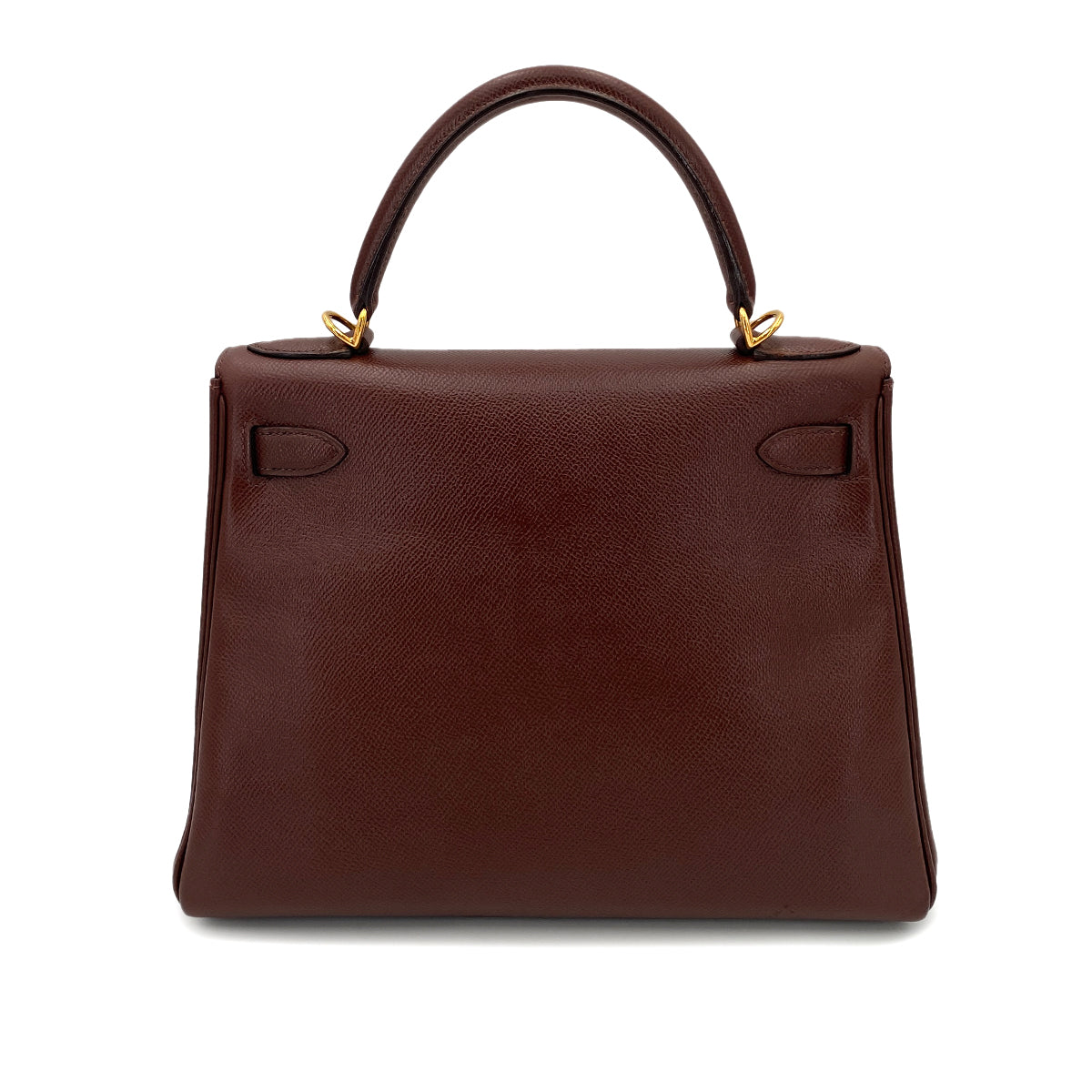 HERMES KELLY 28 RETOURNE BROWN TYPE COUCHVEL HAND SHOULDER BAG □E 90250467