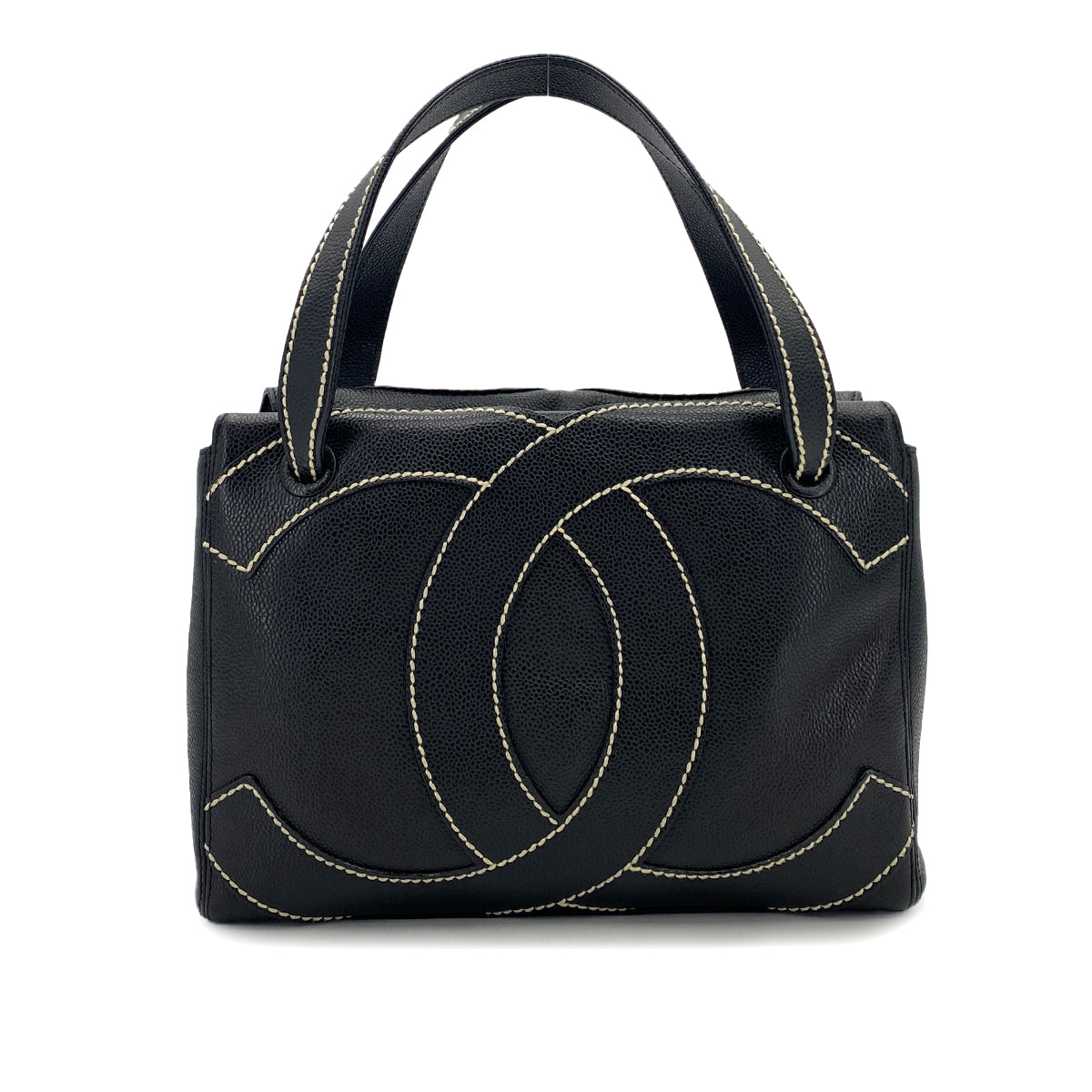 CHANEL VINTAGE WILD STITCH BIG COCO TOTE BAG BLACK CAVIAR SKIN 90250471