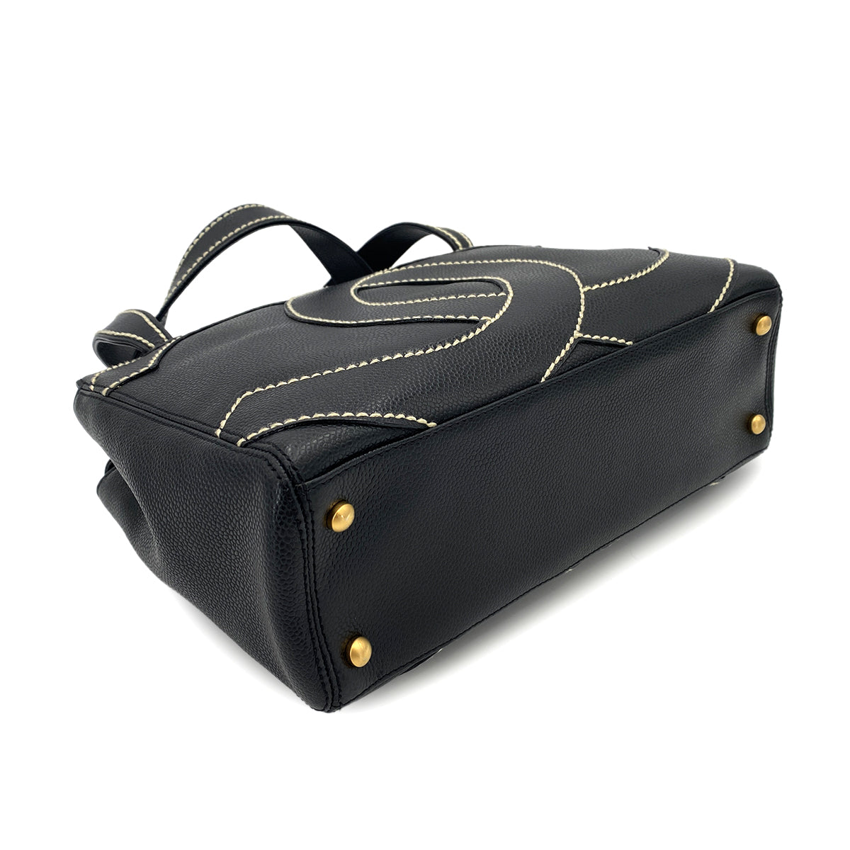 CHANEL VINTAGE WILD STITCH BIG COCO TOTE BAG BLACK CAVIAR SKIN 90250471