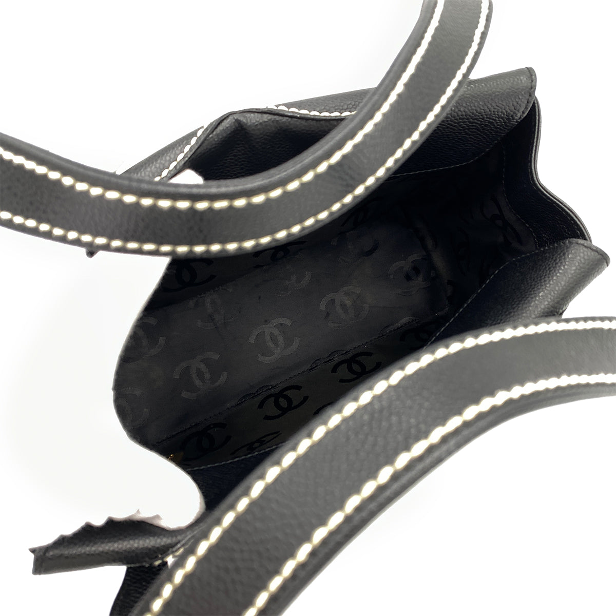 CHANEL VINTAGE WILD STITCH BIG COCO TOTE BAG BLACK CAVIAR SKIN 90250471