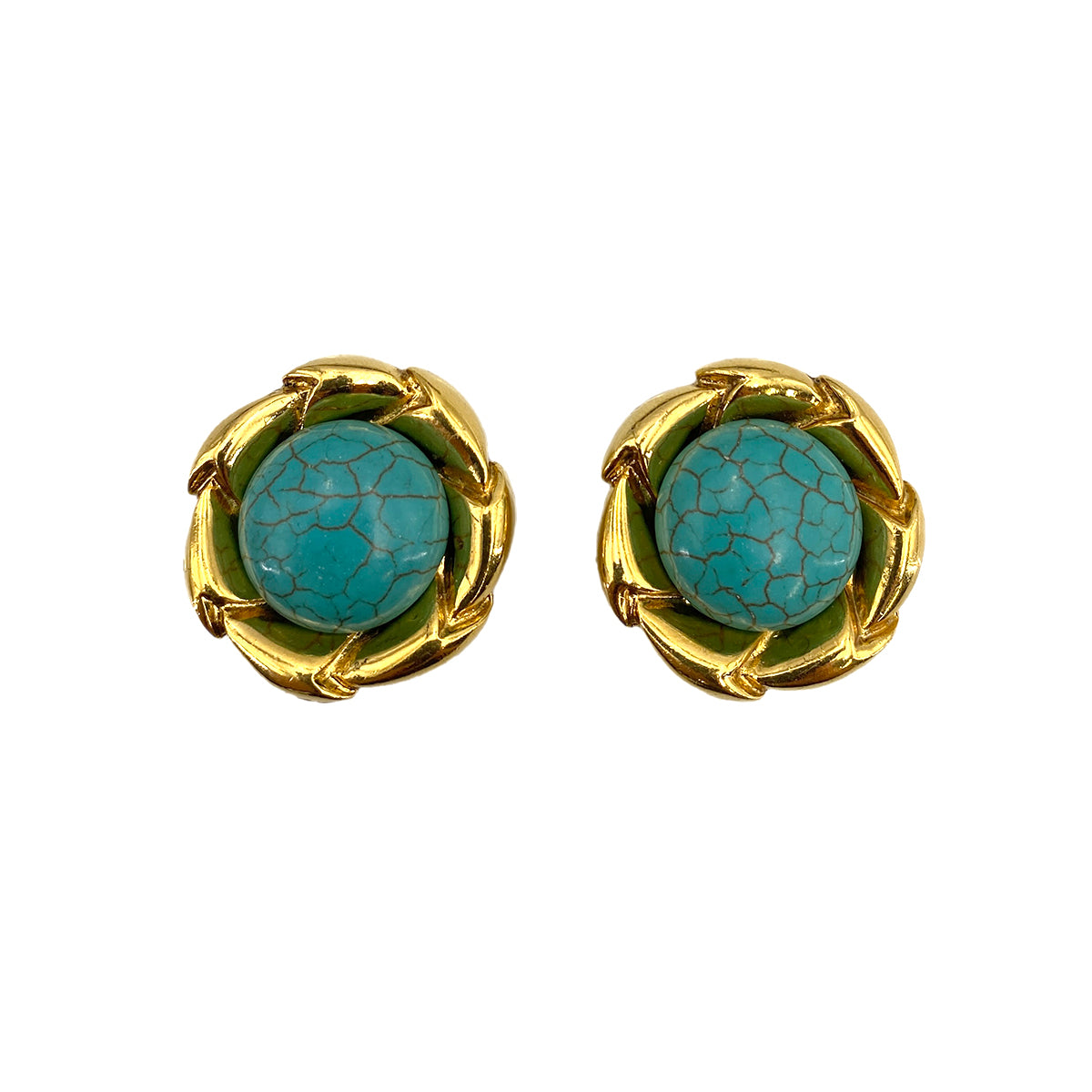 CHANEL VINTAGE EARRINGS TURQUOISE ACCESSORY 93A 90250474