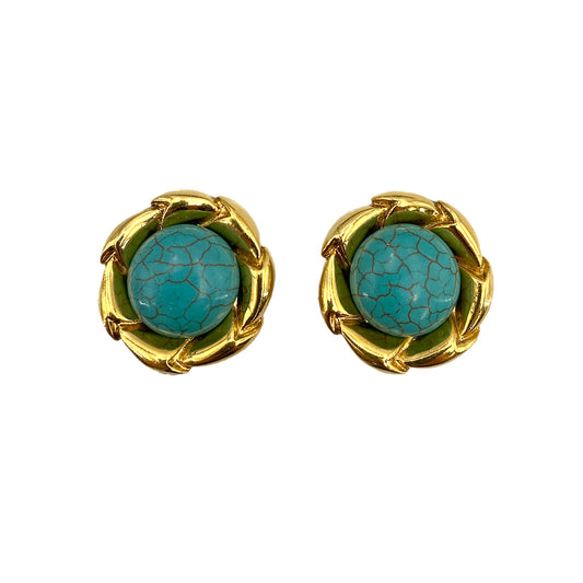 CHANEL VINTAGE EARRINGS TURQUOISE ACCESSORY 93A 90250474