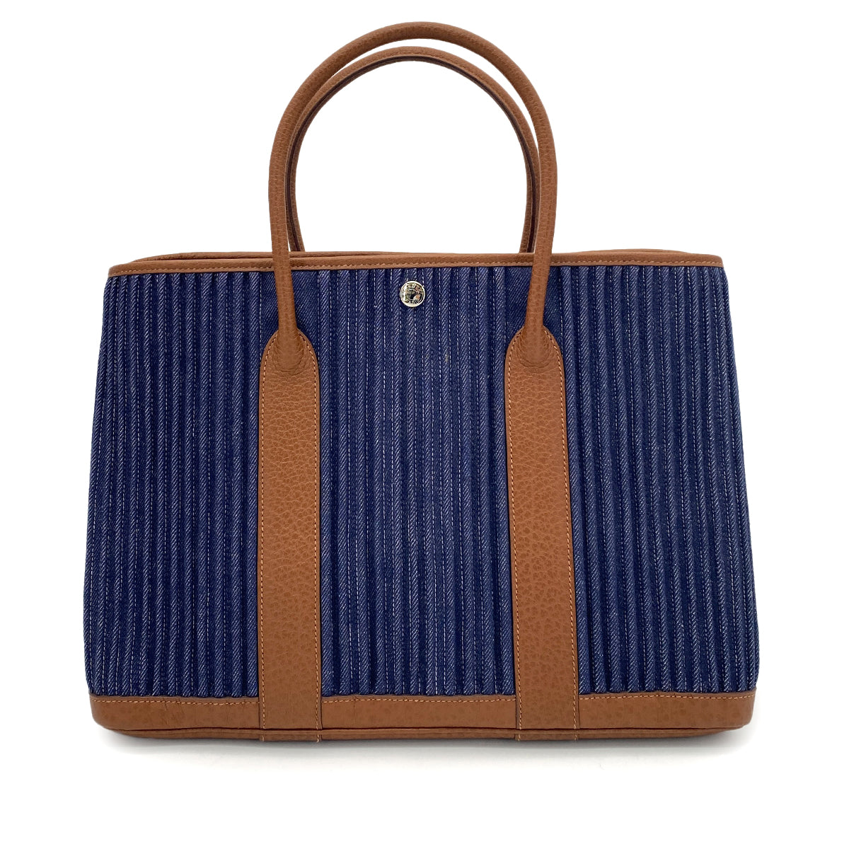 HERMES GARDEN PARTY PM TOILE DENIM CANELE NEGOTOILE HAND BAG □L 90260488