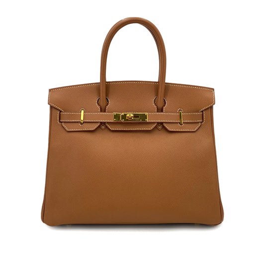 HERMES BIRKIN 30 GOLD COUCHEVEL HAND BAG □C 90250502