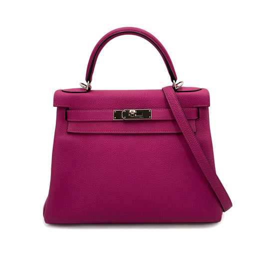 HERMES KELLY 28 RETOURNE ROSE PURPLE TOGO HAND SHOULDER BAG C SHW 90250504