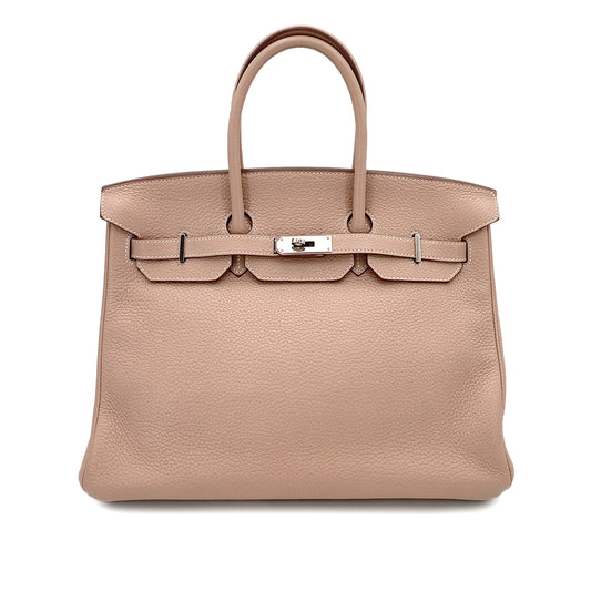 HERMES BIRKIN 35 ARGILE TAURILLON CLEMENCE HAND BAG □Q SHW 90250518