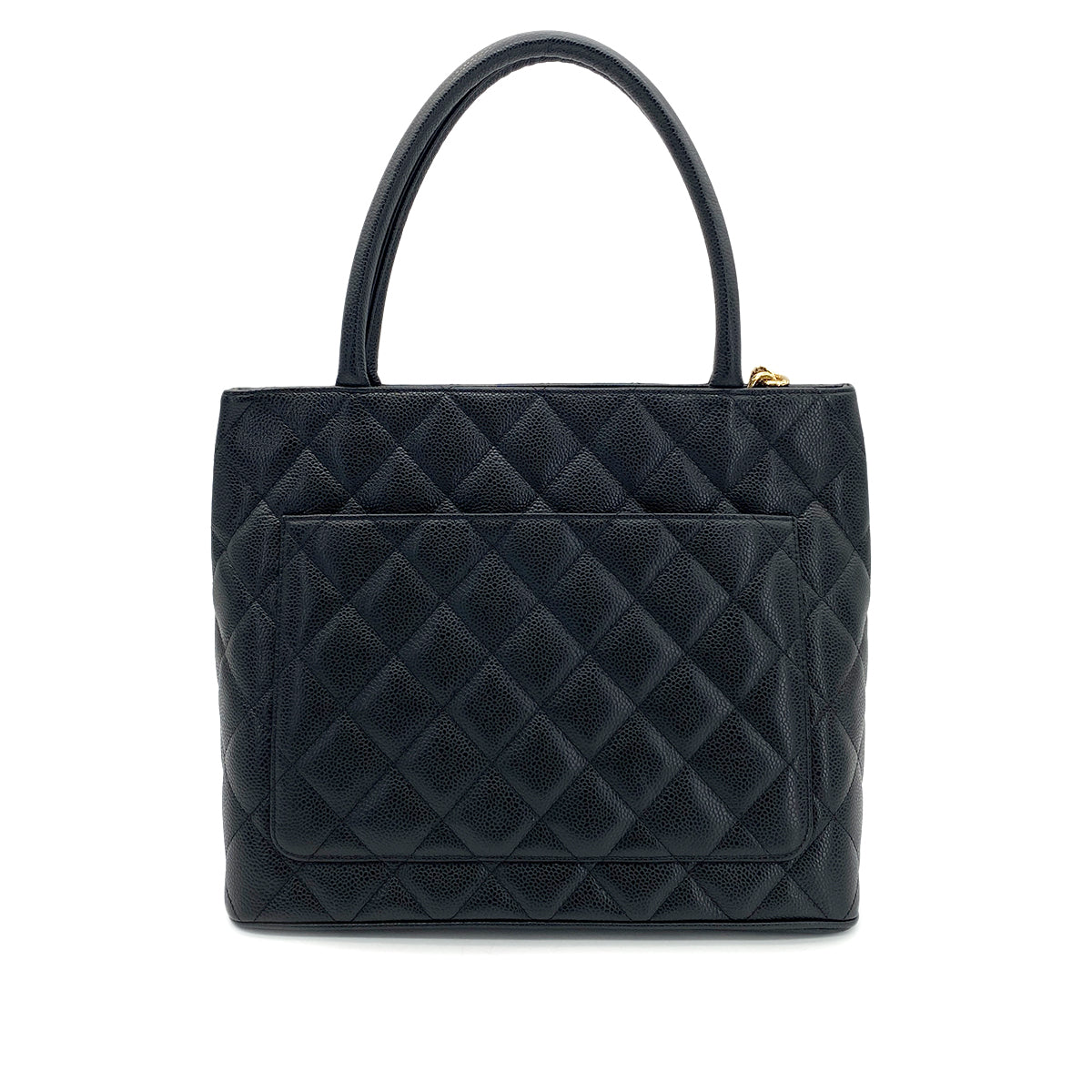 CHANEL VINTAGE MEDALLION TOTE BAG BLACK CAVIAR SKIN 90250738