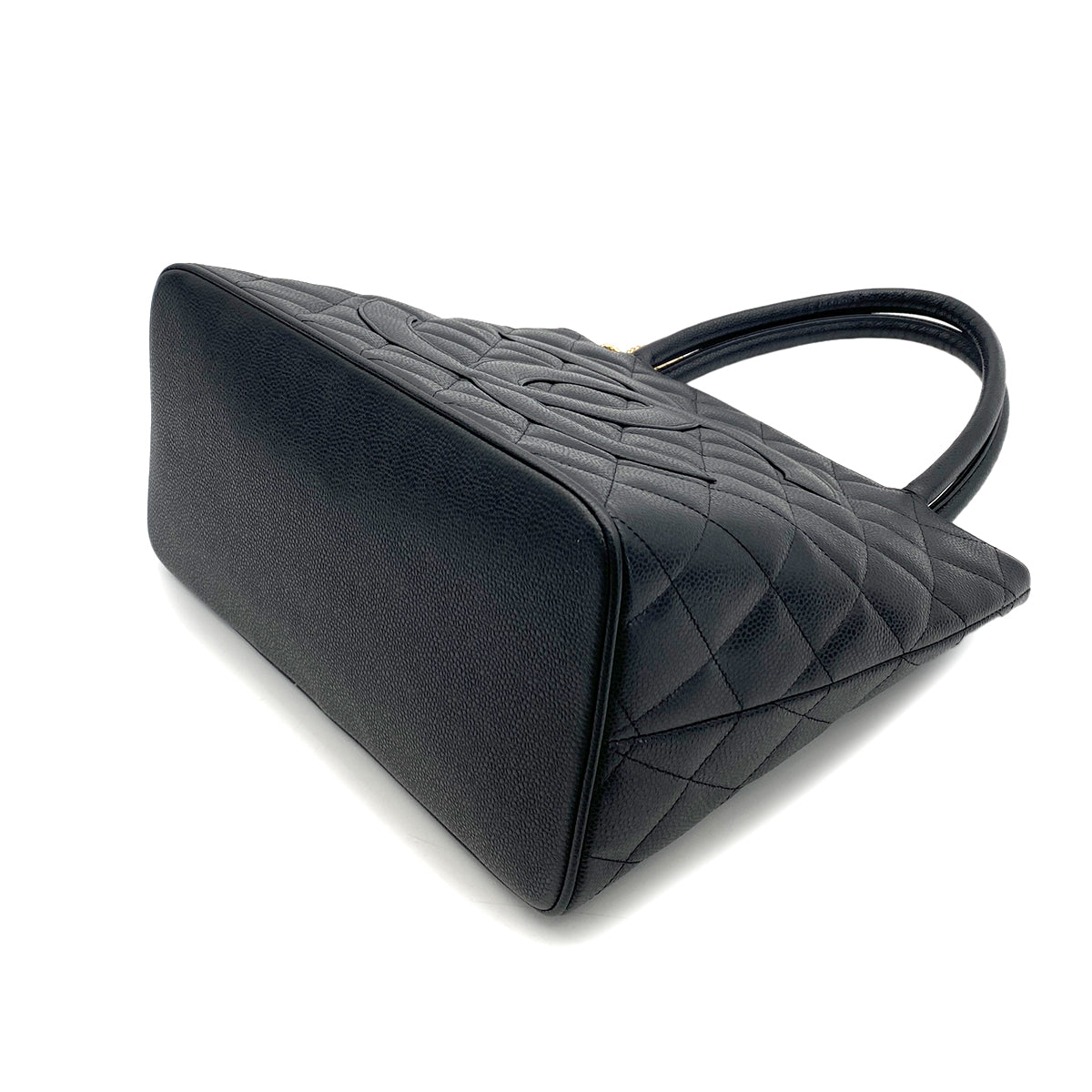 CHANEL VINTAGE MEDALLION TOTE BAG BLACK CAVIAR SKIN 90250738